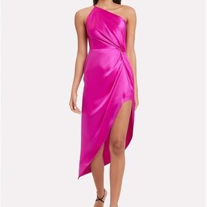 Michelle Mason Twist Knot Silk One Shoulder Dress